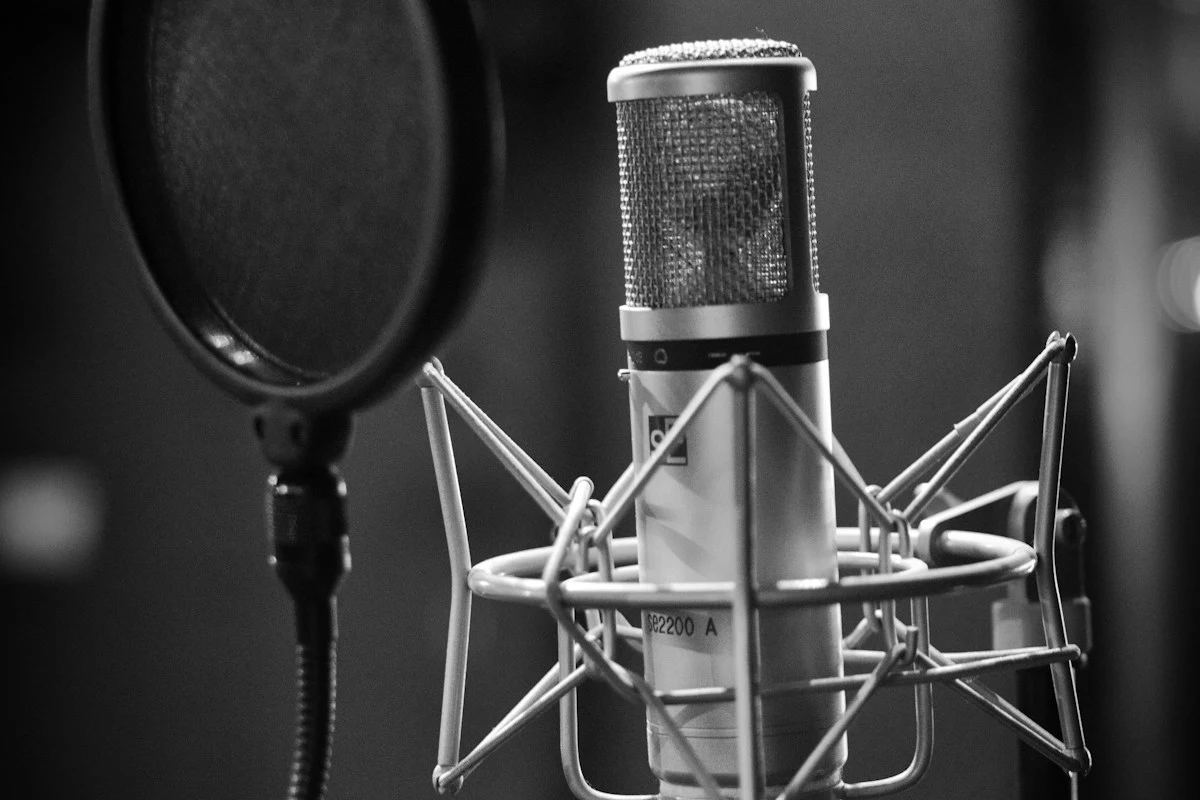 Professional studio microphone and sound recording gear for voice AI